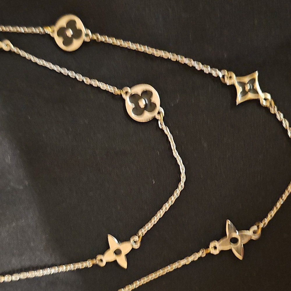 Silver-Tone Long Statement Necklace  Layering Floral & Star Charms”